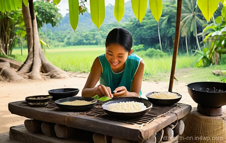 지역 주민의 의견을 반영한 정체성 개발 - **Prompt:** A cozy, brightly lit traditional Thai workshop. An elderly Thai woman, with a gentle smi...