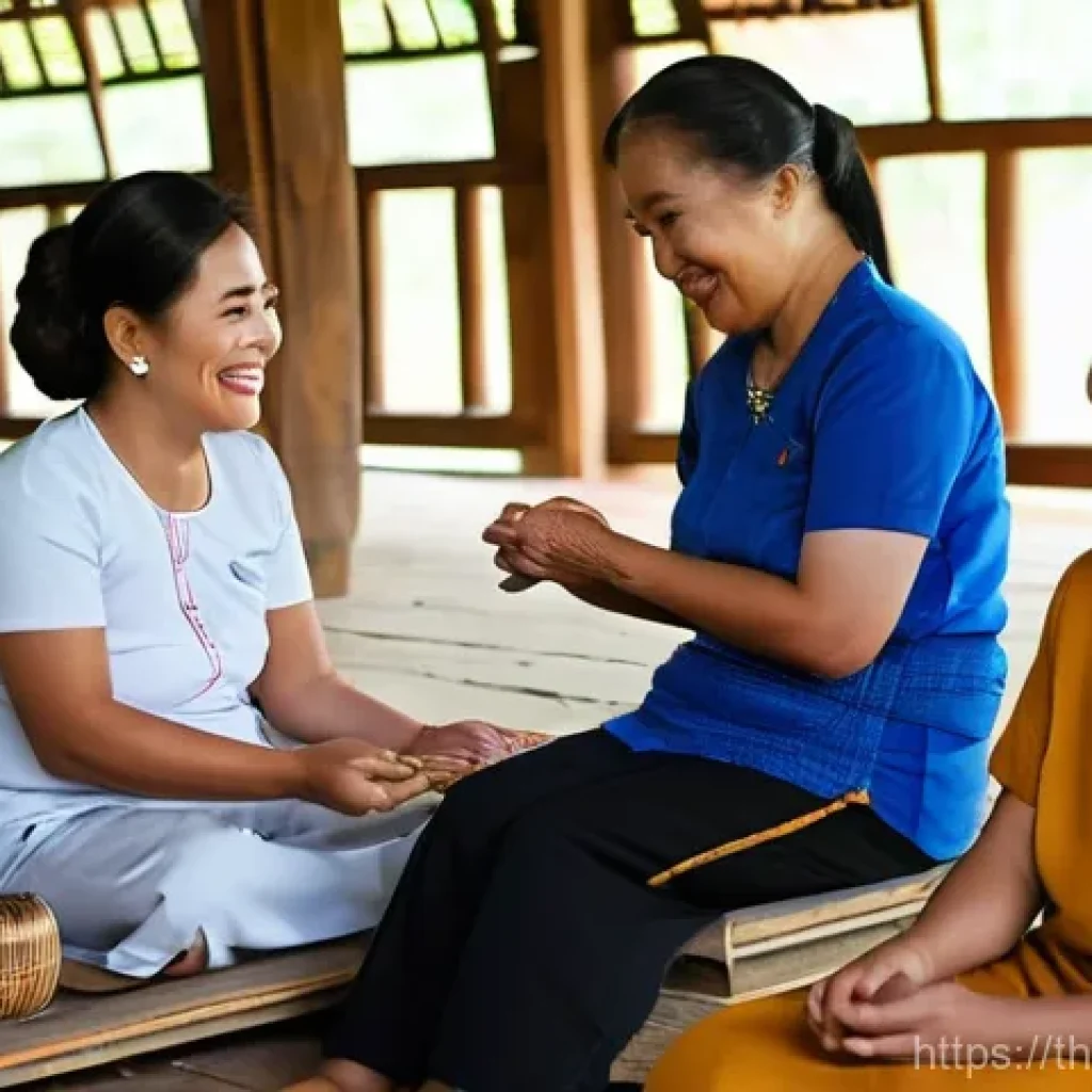 지역 정체성 강화를 위한 자원봉사 활동 - A group of diverse Thai volunteers, including young adults and teenagers, all wearing modest casual ...