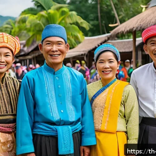 Home 27 지역 정체성 증진을 위한 성과 측정 방법 - A vibrant community festival in a rural Thai village showcasing traditional cultural performances, l...